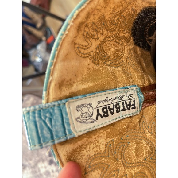 8.5 B Women's ARIAT Fatbaby Western Cowboy Boots Teal Faux Crocodile Embossed - Picture 2 of 6